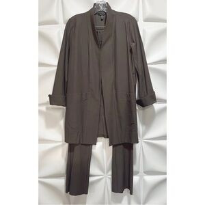 Eileen Fisher Sz XS Gray Longline Cardigan Jacket & Pull On Stretch Pant 2pc Set